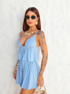 BL015 - Blusa Laço Frontal - Azul Candy - Basique