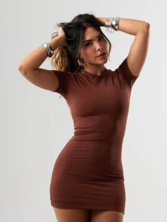 VE079 - Vestido Babylook - Marrom - Basique