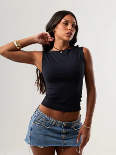 BL053 - Blusa Decote Canoa - Preto na internet
