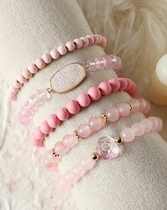 set pulseras cristsles x5