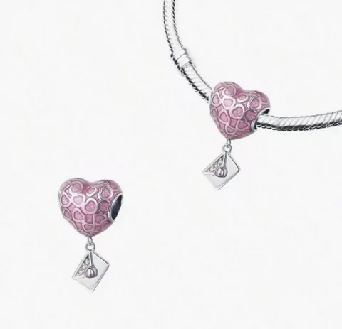 Charm corazon rosa