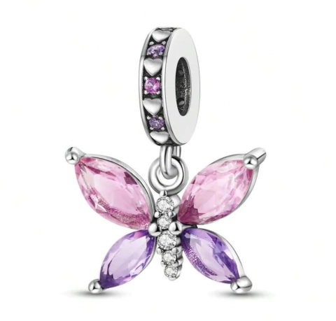 Charm mariposa rosa