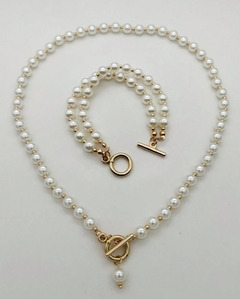 Set cadena + pulsera perlas