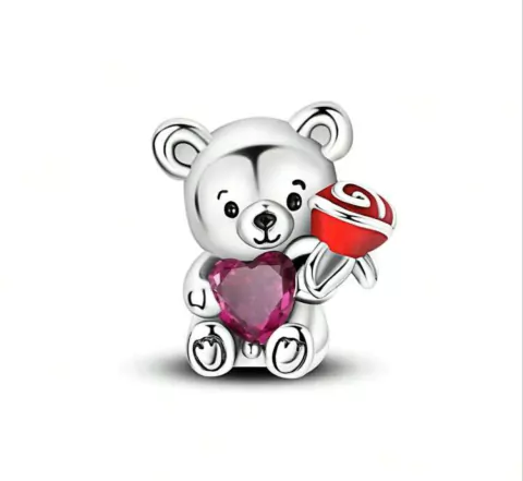 Charm teddy rojo