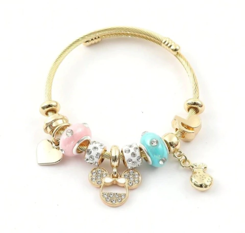 Pulsera con dijes Minnie dorada