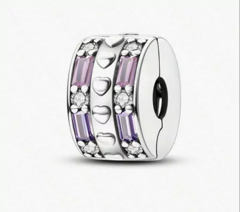 Charm clip brillo rosa y lila