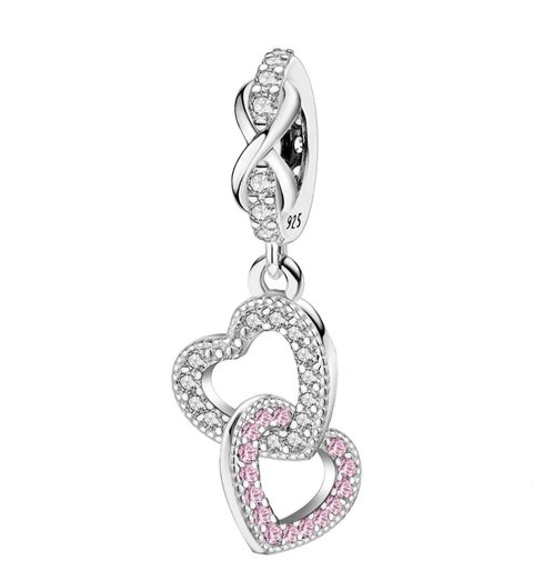 Charm corazón doble rosa - comprar online