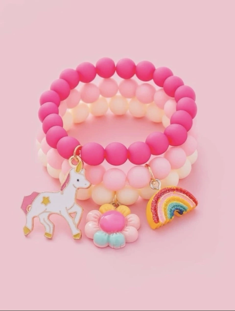 set x3 pulseras con dijes