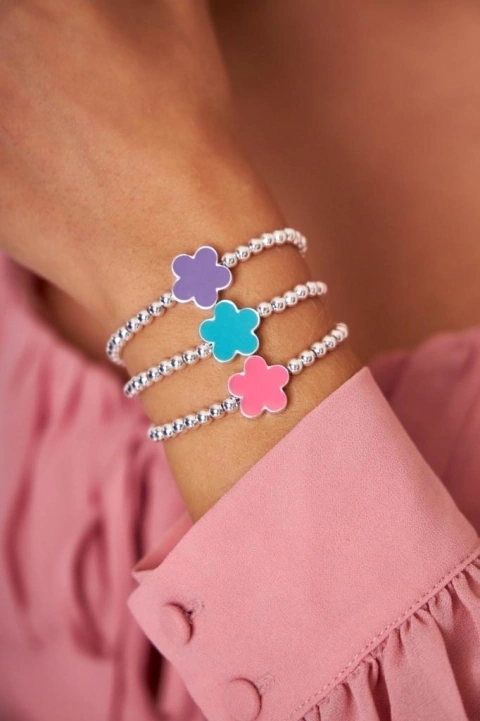 Pulsera en acero blanco flor