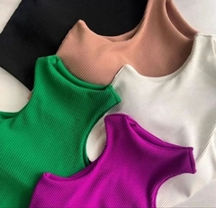 Cropped canelado Power - comprar online