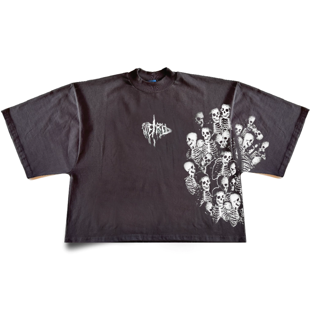 Remera Boxy Gris SKULL