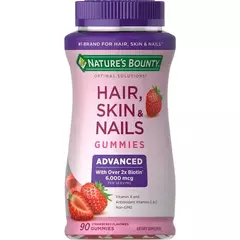Hair, Skin, & Nails Advanced 90 Gummies - 2x mais Biotina - Nature's Bounty