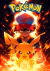 Postal A5 Pokémon Pikachu y Ash