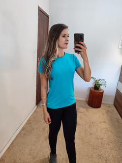 Blusa manga azul turquesa