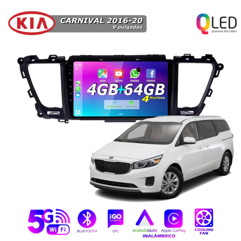 Multimedia Android 9" 4GB/64GB QLED - KIA CARNIVAL 2016-20