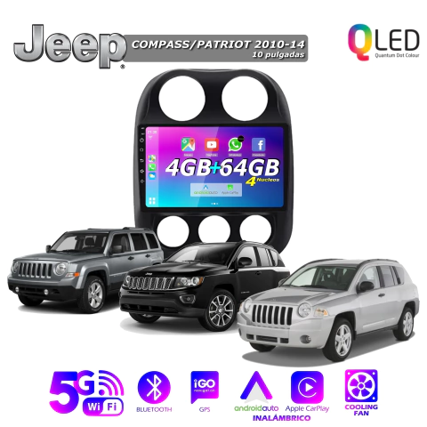 Multimedia Android 10" 4GB/64GB QLED - JEEP COMPASS/PATRIOT 2010-14 - comprar online