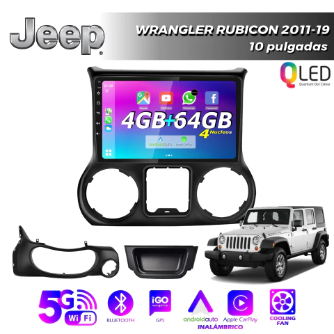 Multimedia Android 10" 4GB/64GB QLED - JEEP WRANGLER RUBICON 2011-19 - comprar online