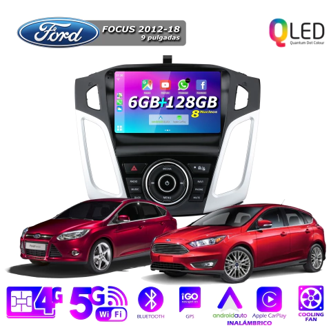 Multimedia Android 9" 6GB/128GB QLED - FORD FOCUS 2012-18