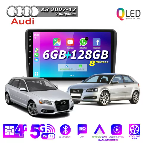 Multimedia Android 9" 6GB/128GB QLED - AUDI A3 2007-12