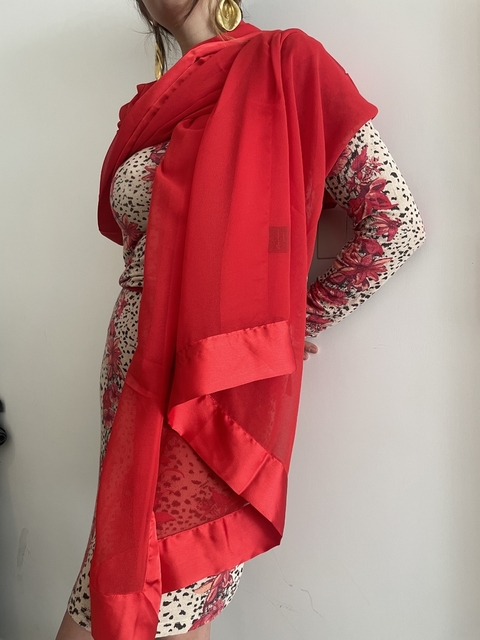 Chal borde doble Raso - Rojo - comprar online