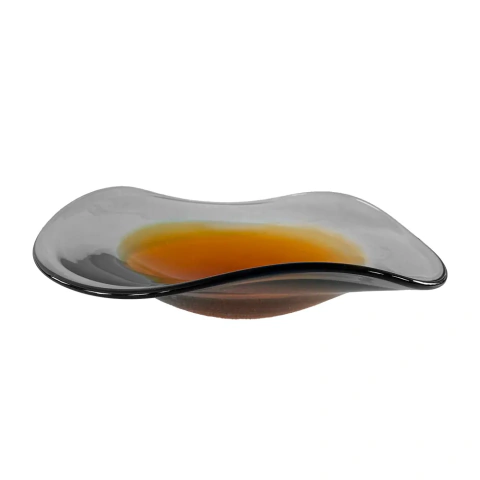 Centro de Mesa Murano Cinza Quartzo com Âmbar Paramount 33,5cm