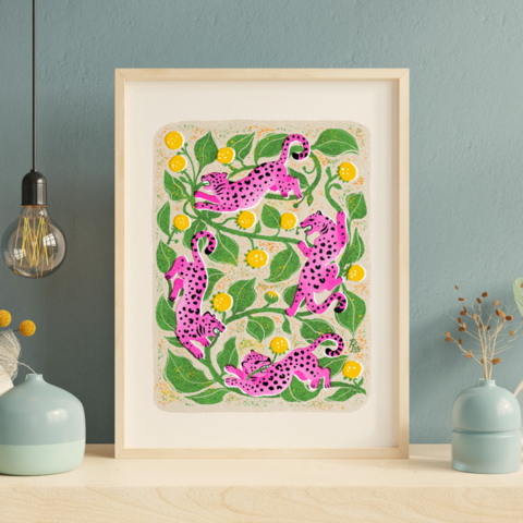 Fine Art Onças e Jambu A3 com moldura