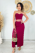Conjunto Saia com Fenda Frontal e Cropped tomara Q Caia