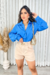 Camisa Cropped com Manga longa Acetinado