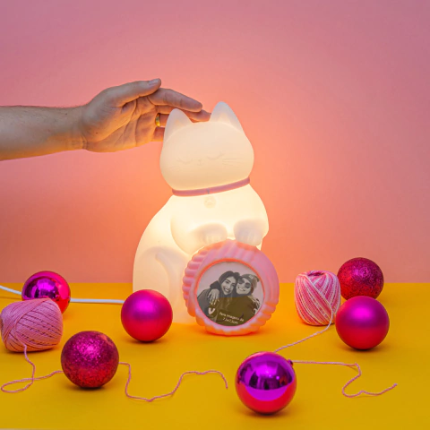 Luminária Gatinha Novelo com Lâmpada