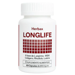 LONGLIFE- Soporta la salud Arterial y es Auxiliar en la Disminución del Deterioro del Tejido con L-Arginina, Glucosamina y Rhodiola. 60 Capsulas - comprar en línea