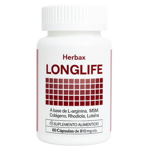 LONGLIFE- Soporta la salud Arterial y es Auxiliar en la Disminución del Deterioro del Tejido con L-Arginina, Glucosamina y Rhodiola. 60 Capsulas - comprar en línea