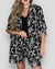conjunto de Maxi kimono +short estampa lenço preto e off