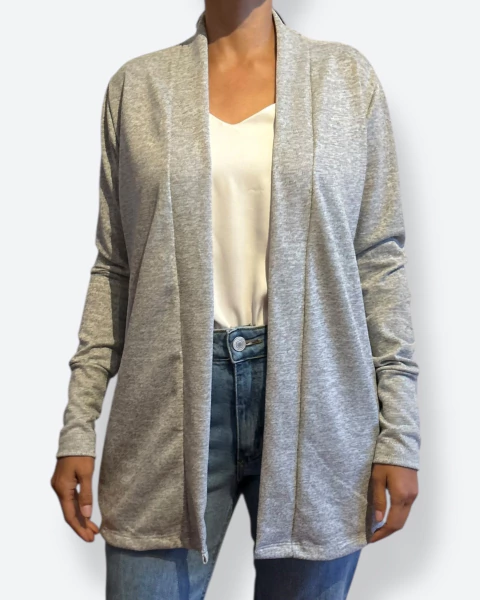 Cardigan malha tricô cinza mescla - comprar online