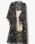 Imagem do kimono longo manga 3/4 preto e off estampa cashmere (paisley)