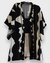 kimono estampado abstrato off white e Preto