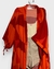 kimono longo manga 3/4 estampa sol se pondo em tons de laranja e vermelho - loja online