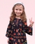 Vestido princesa estampa fundo preto poá e cores - comprar online
