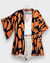 kimono estampado pintura geométrica tons terrosos e preto