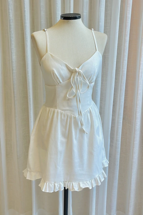 Vestido Curto Babado Linho - comprar online