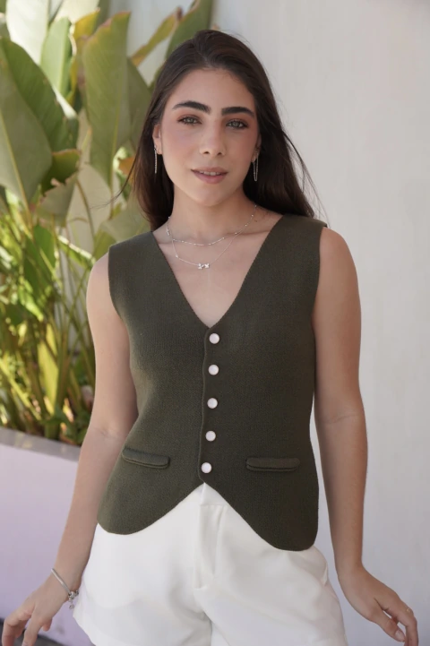 Colete 5 Botões Tricot