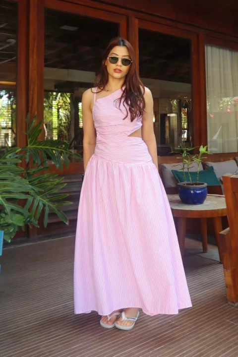 Vestido Midi Thalia Listrado - comprar online