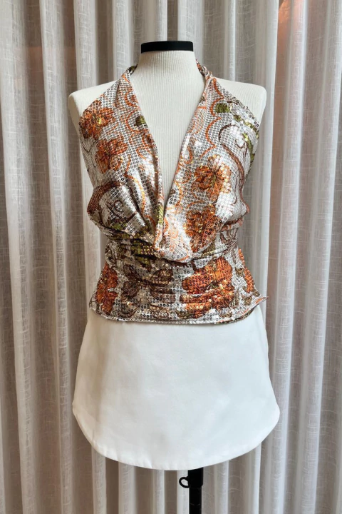 Cropped Paetê Costa Nua - comprar online