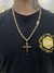 KIT CORRENTE CADEADO 8mm + PINGENTE CRUCIFIXO G - Banhado em ouro 18k