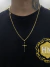 KIT CORRENTE CADEADO 3mm FECHO CANHÃO + PINGENTE CRUCIFIXO - Banhado em ouro 18k