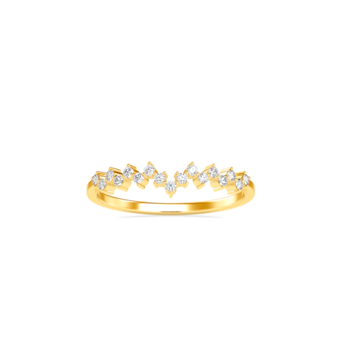 Anel Essenza Ouro Amarelo 18k e 11 pontos de Diamantes Anel de Diamantes com 11 Pontos