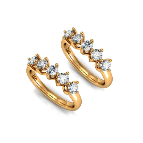 2 Meia Alianças Ouro Amarelo 18k e 50 pontos de Diamantes Helô - Seleção 41