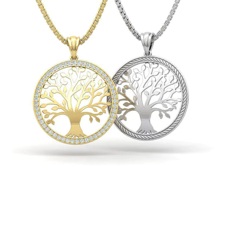 Kit 2 Pingentes Ouro Árvore da Vida 30mm - Escolha a cor do ouro