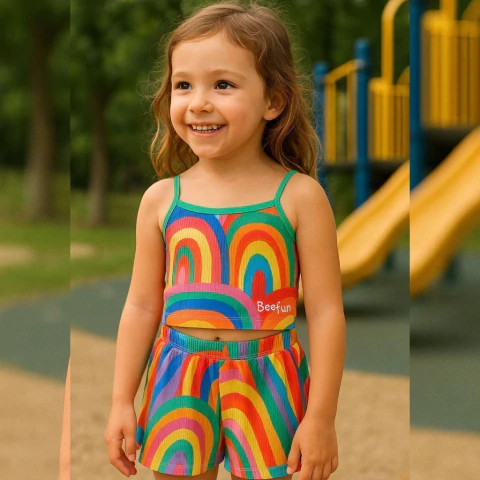 Conjunto Infantil Canelado Colorido Mylu