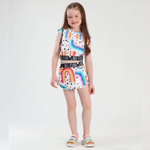 Conjunto Infantil Short Saia Elástico Mylu