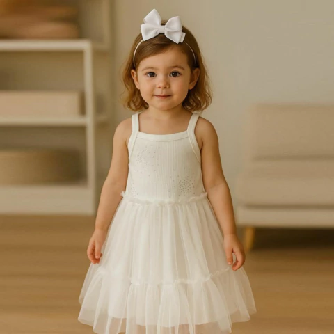 Vestido Infantil Branco Tule Mon Sucre - comprar online